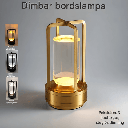LARA – Kristall LED Bordslampa med Touchkontroll, Dimmer & Uppladdningsbart Batteri