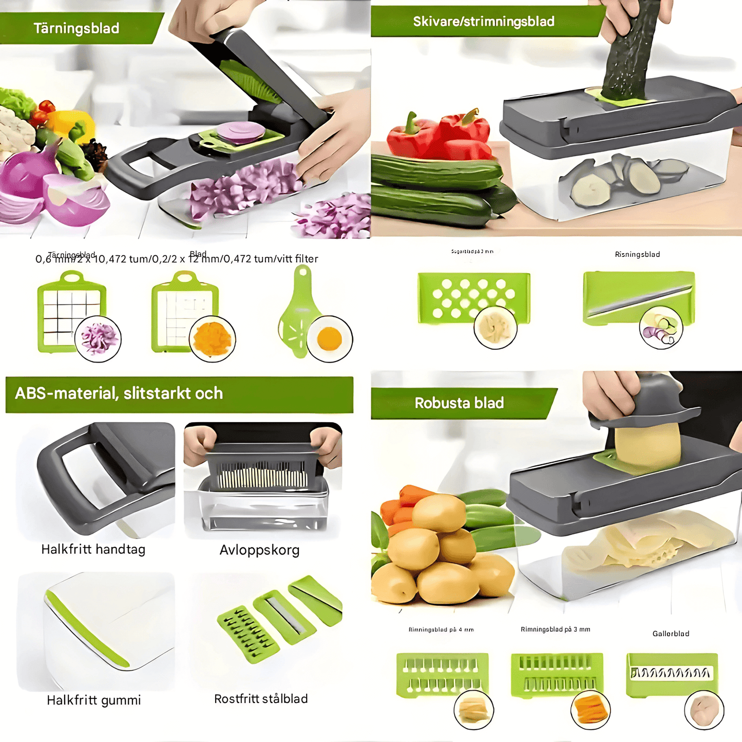 ELVIA – Multifunctional Mandoline Vegetable Chopper 14/16-piece Set with Cutting Blades &amp; Accessories