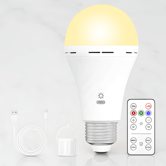 ELLA - Lampe LED rechargeable avec chargement rapide USB-C, télécommande & Socle E27, température de couleur réglable (3000K-6500K)