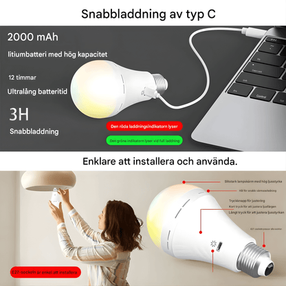 ELLA - Lampe LED rechargeable avec chargement rapide USB-C, télécommande & Socle E27, température de couleur réglable (3000K-6500K)