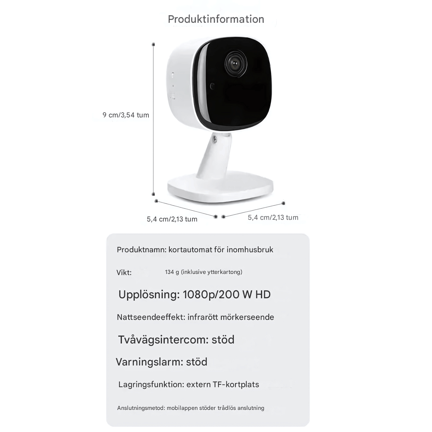 ViewMate – Trådlös WiFi Säkerhetskamera med 1080P HD, Nattläge & Tvåvägsljud