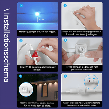 CLAIRE - Ulkona vedenkestävä 15M LED-nauhavalo, jossa on sovellusohjaus, 54 kohtausmoodia