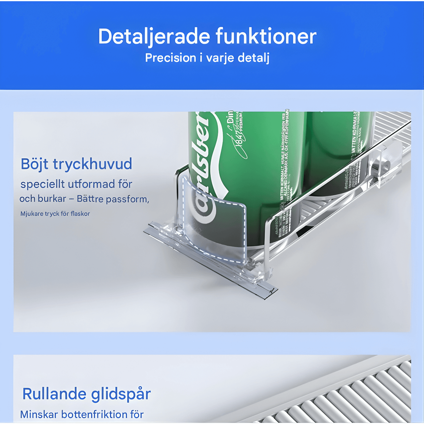 ELTON – 3-Kolumn Automatisk Dryckespusher för Kyl & Hyllor | Självskjutande Dryckesorganisator med Justerbara Fack