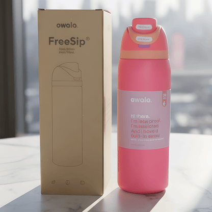 DRAKE – Bouteille de sport isotherme Owala en acier inoxydable avec paille et conception anti-fuites (32 oz / 945 ml)