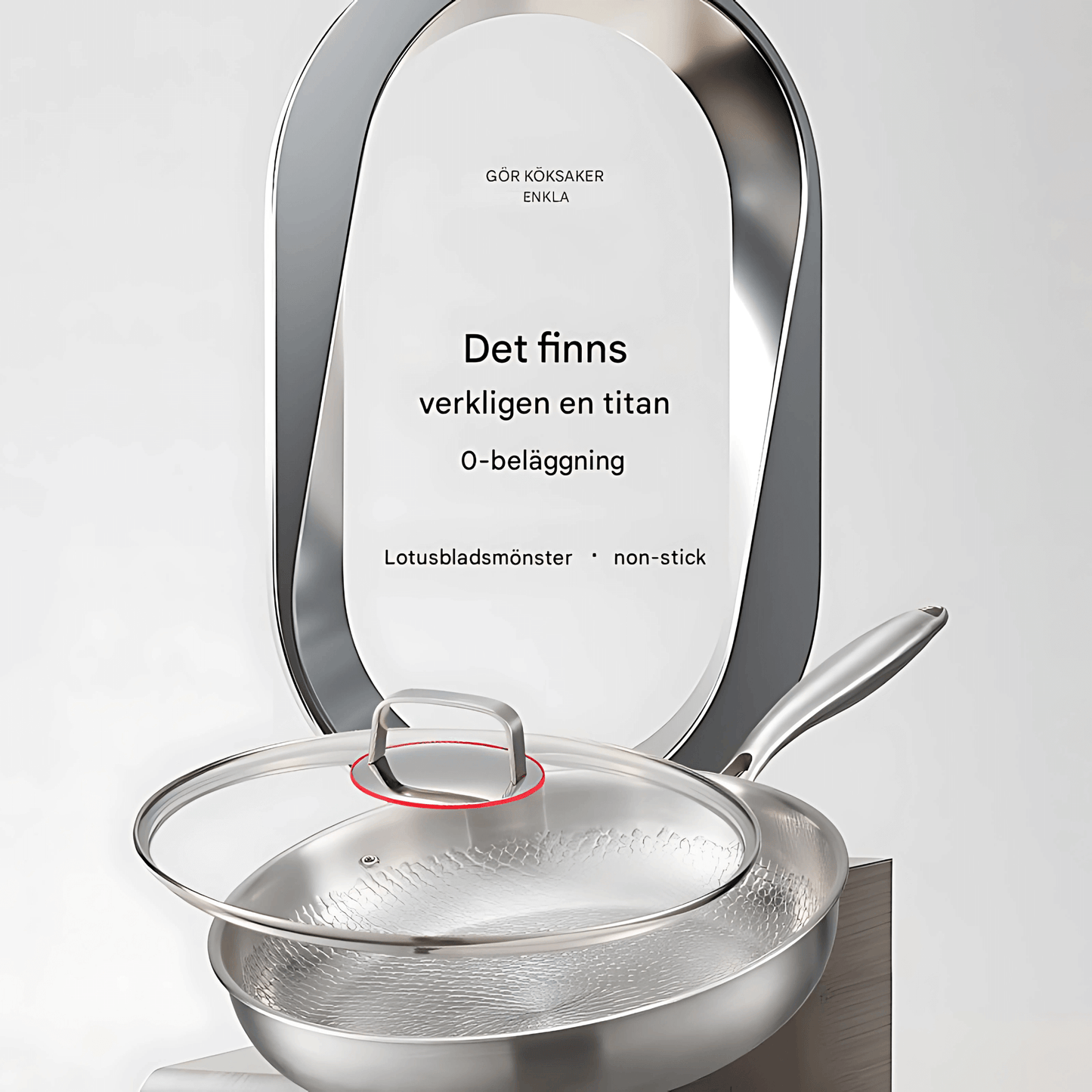 AXEL – Titanförstärkt Rostfri Stekpanna med Lotusmönster, Non-Stick Design & Kompatibilitet för Induktion och Gas