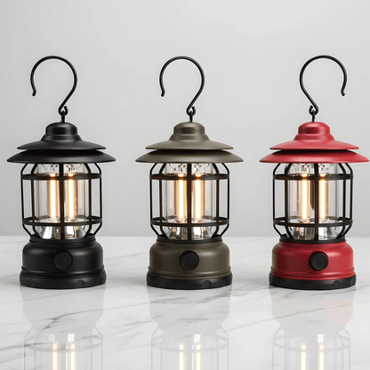 ALEX – Retro Portabel Campinglykta med LED, Typ-C Laddning & Justerbar Ljusstyrka