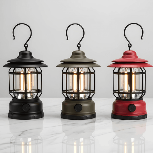 ALEX – Retro Portabel Campinglykta med LED, Typ-C Laddning & Justerbar Ljusstyrka