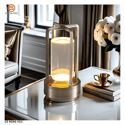 LARA – Kristall LED Bordslampa med Touchkontroll, Dimmer & Uppladdningsbart Batteri