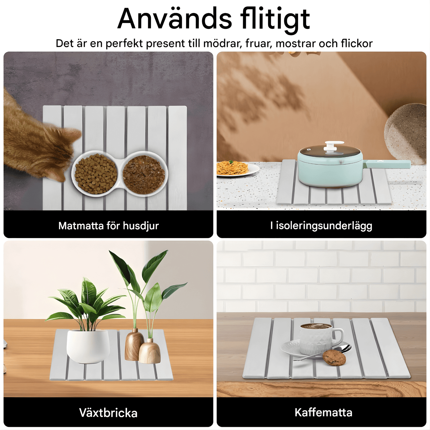 FREYA – Vikbar Sten-Torkmatta för Kök med Halkfri Bas & Absorberande Yta