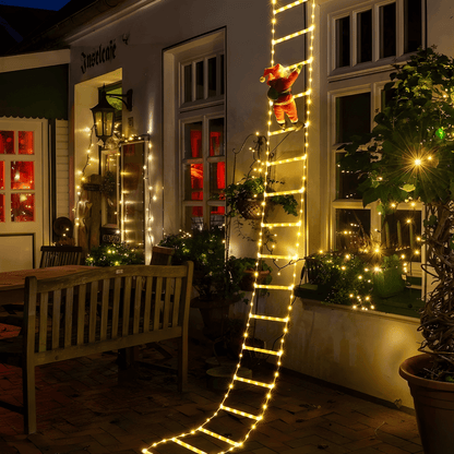 JOY - Décoration de Noël avec Père Noël grimpant, éclairage LED alimenté par USB & 8 effets lumineux