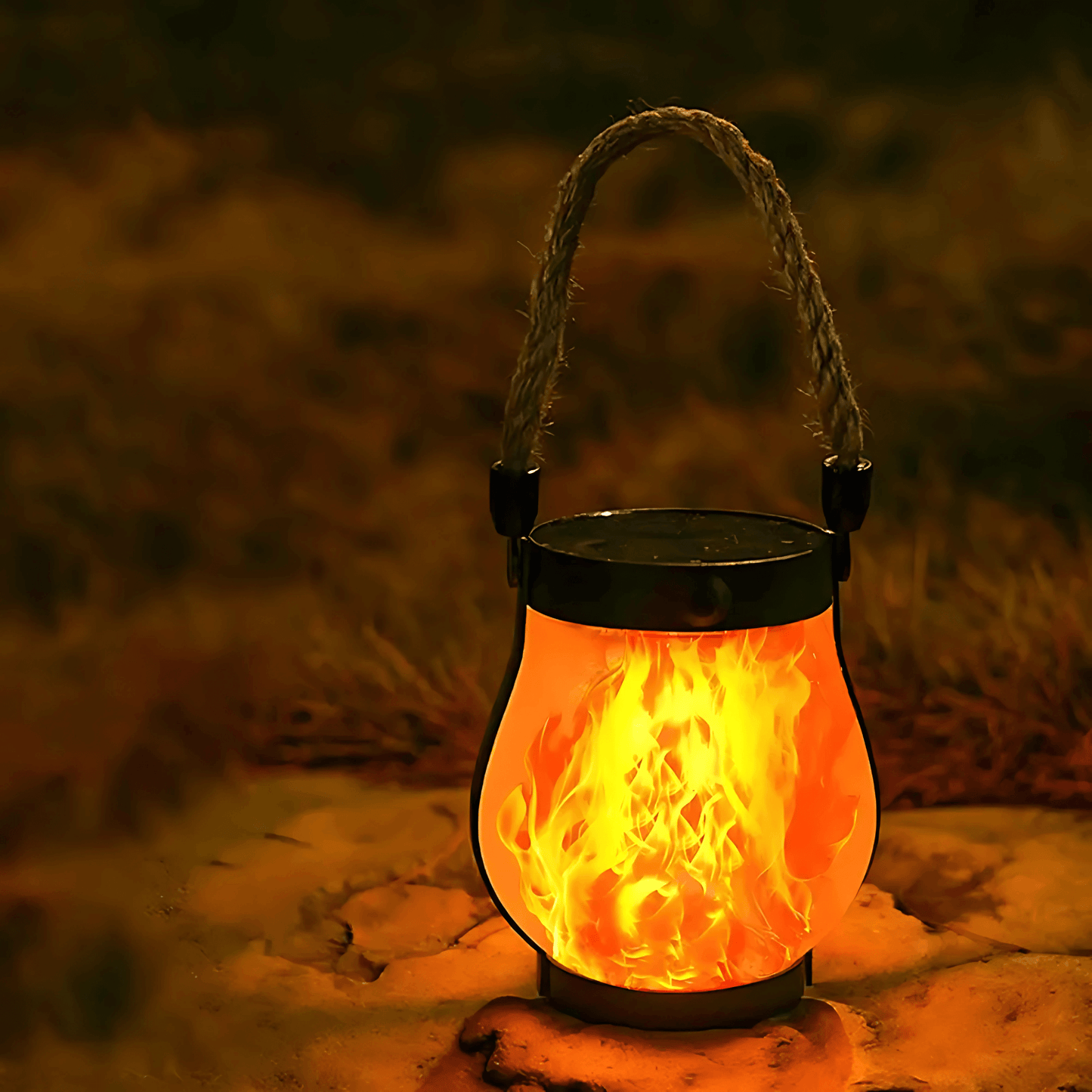 MARTHA – Solcellsflamma Lampa med USB-laddning, Hängande Trädgårdsdekoration & Värmande LED-belysning