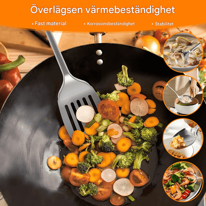MYRA – Rostfria Matlagningsverktyg 6-delars Set med Ergonomiskt Grepp och Hänghål