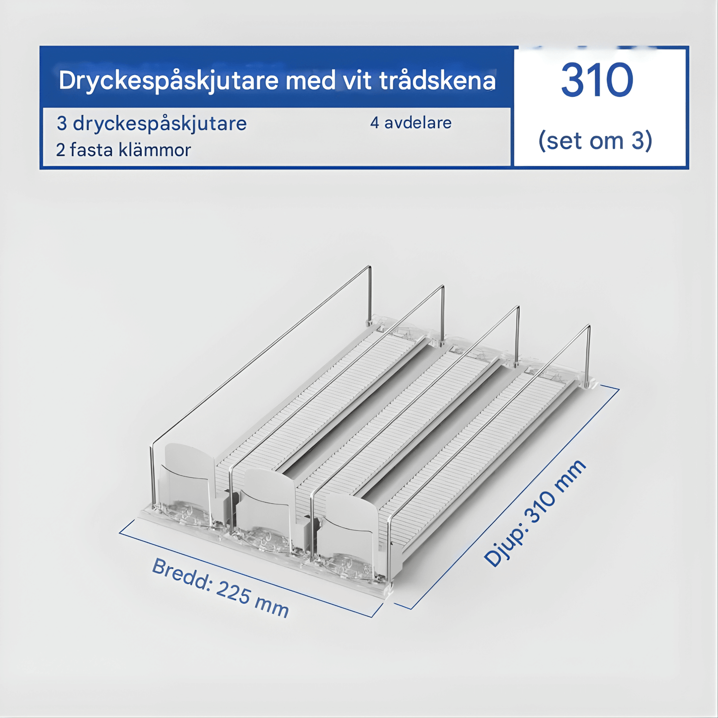 ELTON – 3-Kolumn Automatisk Dryckespusher för Kyl & Hyllor | Självskjutande Dryckesorganisator med Justerbara Fack