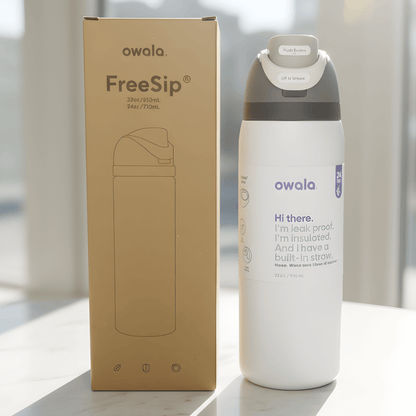 DRAKE – Bouteille de sport isotherme Owala en acier inoxydable avec paille et conception anti-fuites (32 oz / 945 ml)