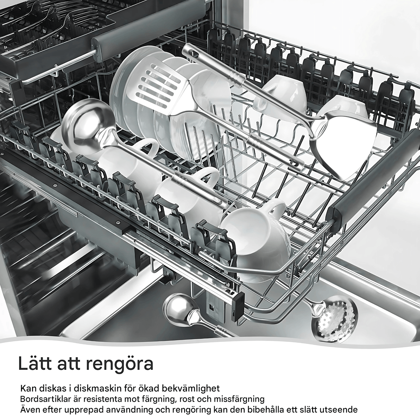 MYRA – Rostfria Matlagningsverktyg 6-delars Set med Ergonomiskt Grepp och Hänghål