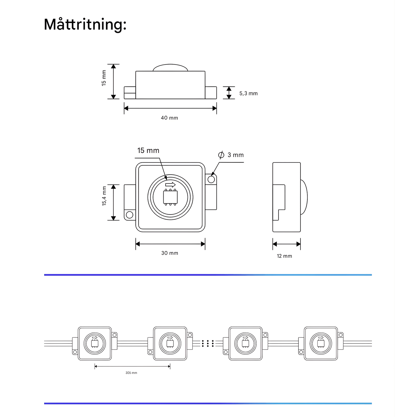 CHRISTY - Bluetooth & Wi-Fi RGBIC LED-lichtlus voor buiten, 15 m, 30 lampjes, App- en stembediening, IP67