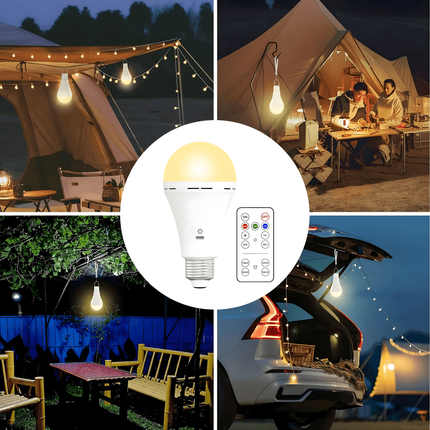 ELLA - Lampe LED rechargeable avec chargement rapide USB-C, télécommande & Socle E27, température de couleur réglable (3000K-6500K)