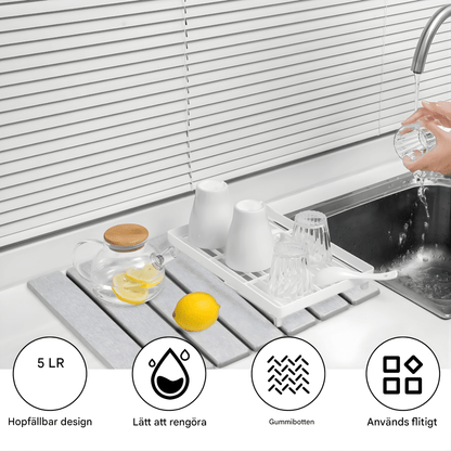 FREYA – Vikbar Sten-Torkmatta för Kök med Halkfri Bas & Absorberande Yta
