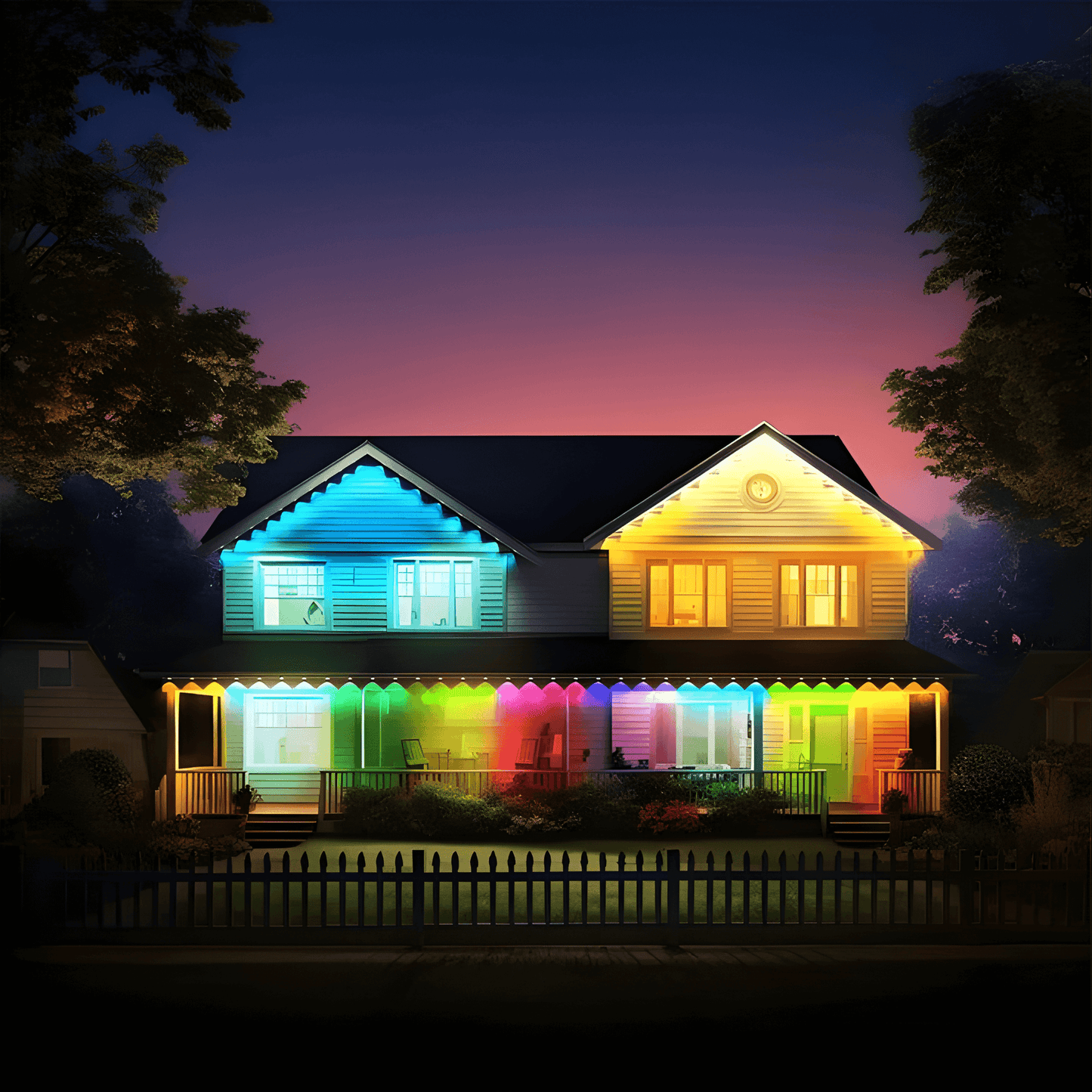 CLAIRE - Ulkona vedenkestävä 15M LED-nauhavalo, jossa on sovellusohjaus, 54 kohtausmoodia