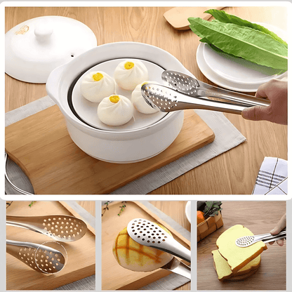 ANYA – Rostfria Kompakta Matklämmor 3-Pack för Sallad, Grill och Dessert med Håldesign och Ergonomiskt Grepp