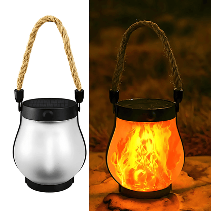 MARTHA – Solcellsflamma Lampa med USB-laddning, Hängande Trädgårdsdekoration & Värmande LED-belysning