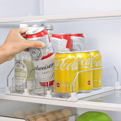 ELTON – 3-Kolumn Automatisk Dryckespusher för Kyl & Hyllor | Självskjutande Dryckesorganisator med Justerbara Fack