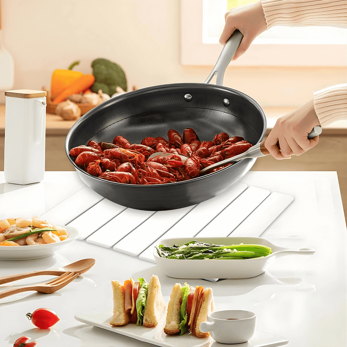 FREYA – Vikbar Sten-Torkmatta för Kök med Halkfri Bas & Absorberande Yta