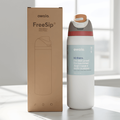 DRAKE – Bouteille de sport isotherme Owala en acier inoxydable avec paille et conception anti-fuites (32 oz / 945 ml)