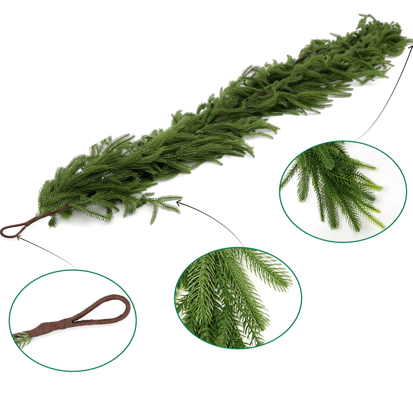 CHARM - Kerstmis Norfolk dennenkrans voor Haard, Tafel en Decoratie 270cm