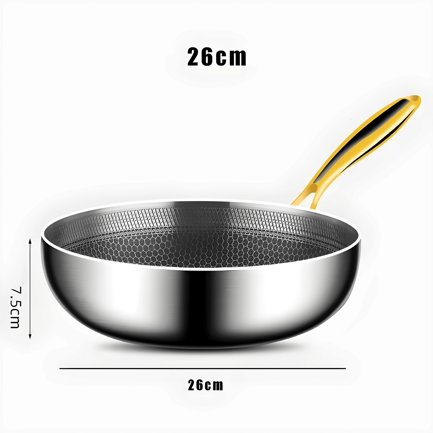 CORA – Rostfri Stekpanna i 316 Stål med Honungsmönster, Non-Stick för Induktion & Gas, 22–28 cm