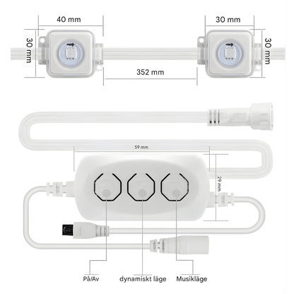 CHRISTY - Bluetooth & Wi-Fi RGBIC LED-lichtlus voor buiten, 15 m, 30 lampjes, App- en stembediening, IP67