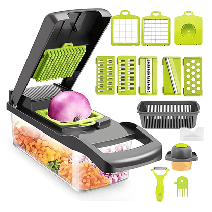 ELVIA – Multifunctional Mandoline Vegetable Chopper 14/16-piece Set with Cutting Blades &amp; Accessories