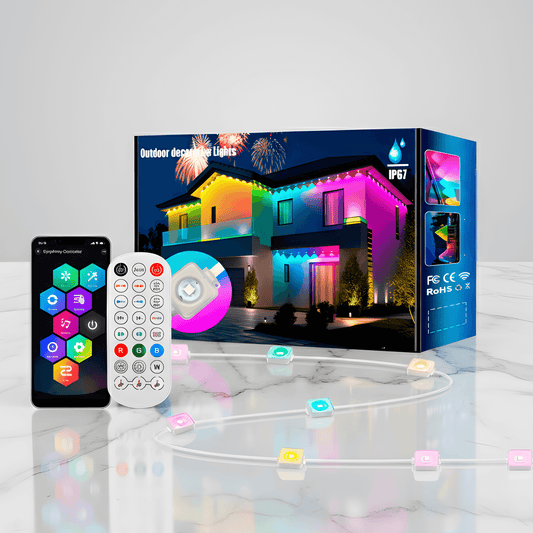 CHRISTY - Bluetooth & Wi-Fi RGBIC LED-lichtlus voor buiten, 15 m, 30 lampjes, App- en stembediening, IP67