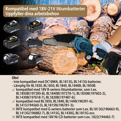 ALBIN – Kabellose Mini-Kettensäge mit 2000-mAh-Akku für effizientes Sägen von Holz