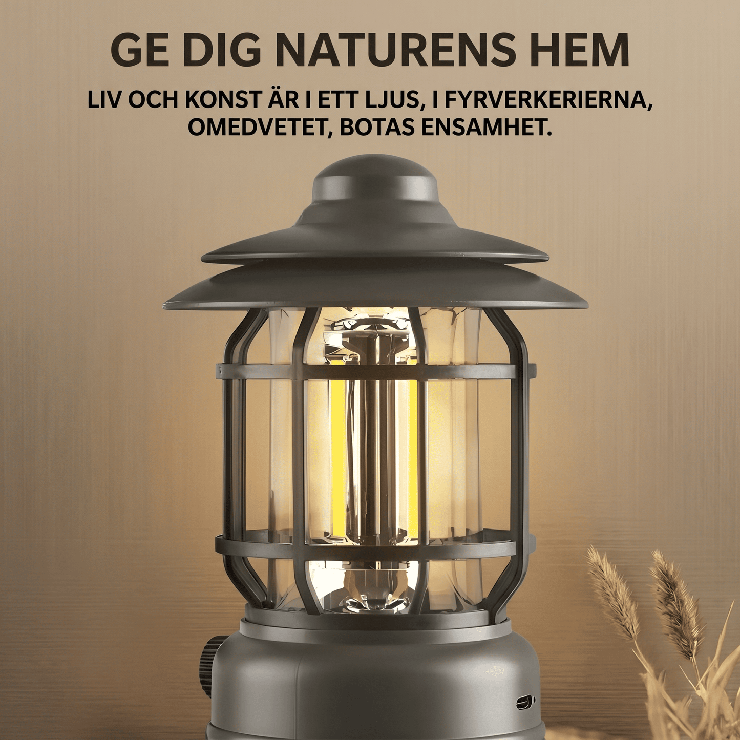 ALEX - Retro kannettava retkeilylyhty, jossa on LED, C-tyypin lataus & Säädettävä kirkkaus
