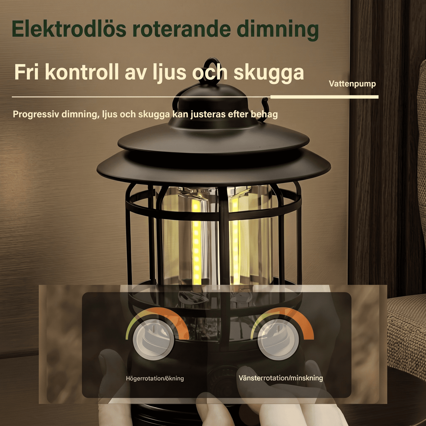 ALEX - Retro kannettava retkeilylyhty, jossa on LED, C-tyypin lataus & Säädettävä kirkkaus