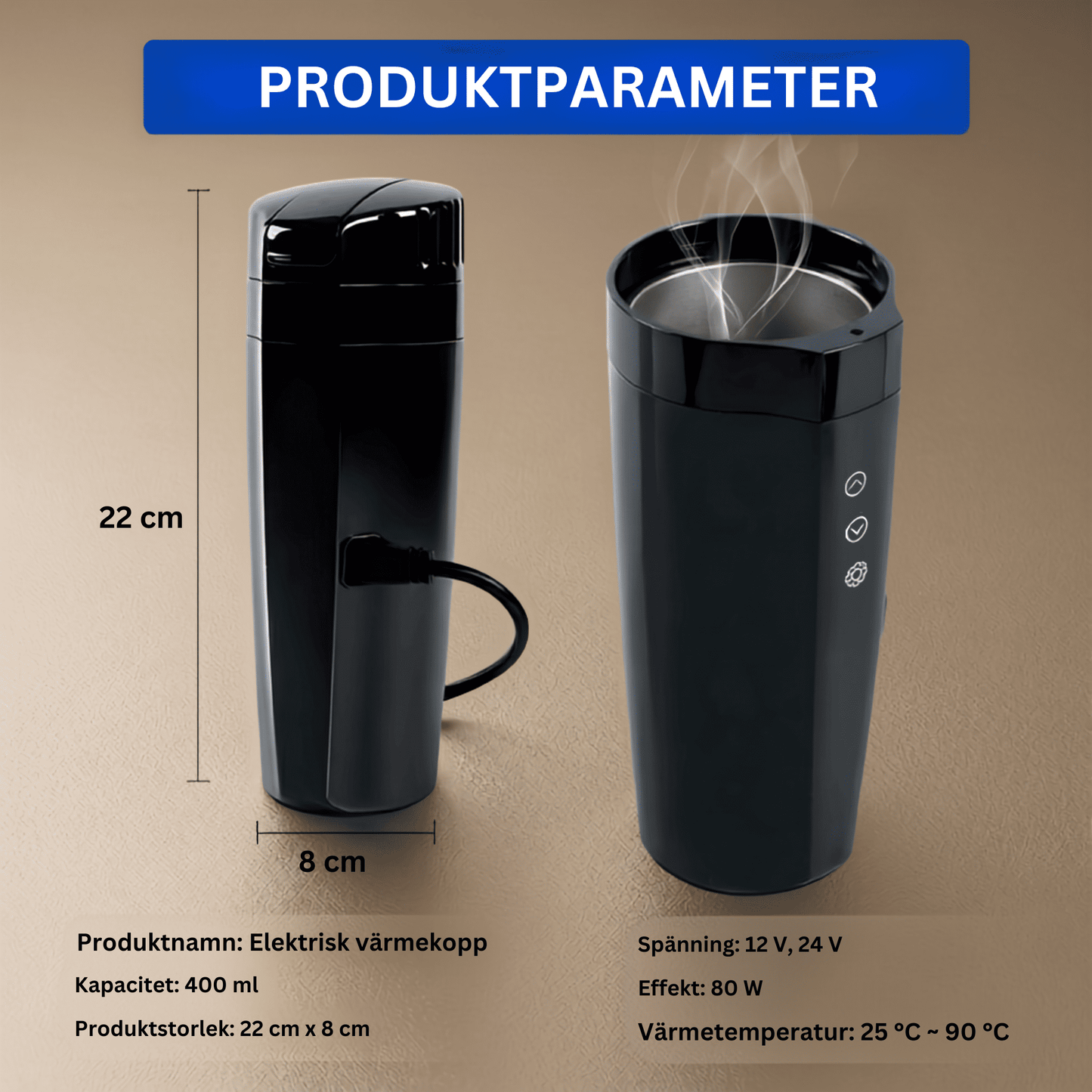 ALMA - Tasse de voiture intelligente avec contrôle tactile, écran LCD & Rétention de chaleur portable