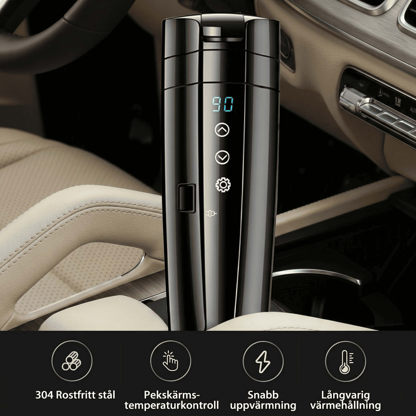 ALMA - Tasse de voiture intelligente avec contrôle tactile, écran LCD & Rétention de chaleur portable