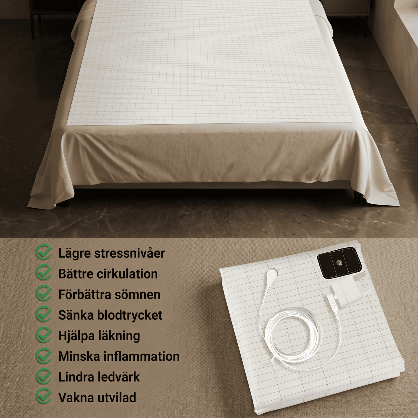 ALVAR - Drap de mise à la terre avec fibre d'argent & Coton biologique pour le sommeil et l'énergie
