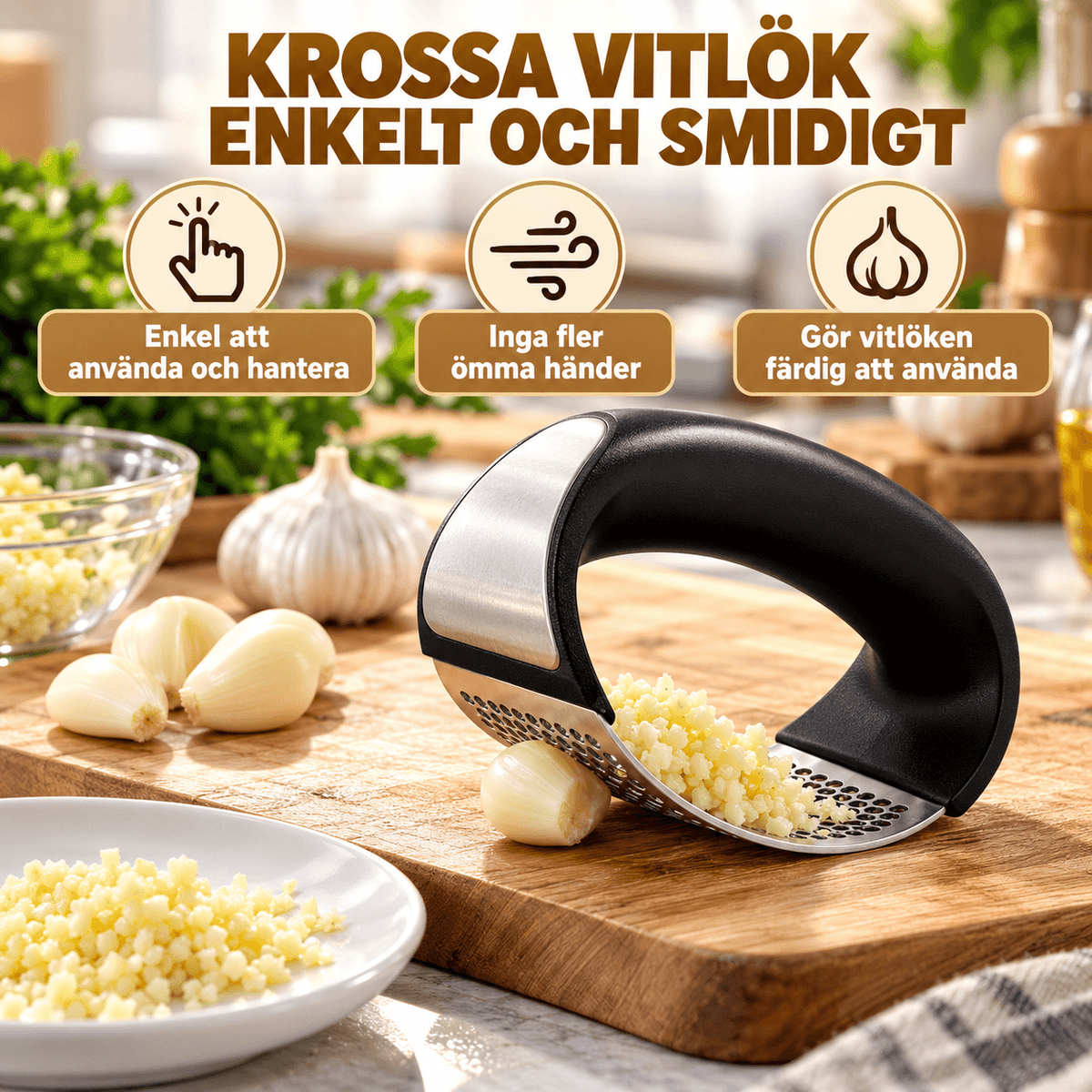 ANNELI - Roestvrijstalen Knoflookpers voor de Keuken