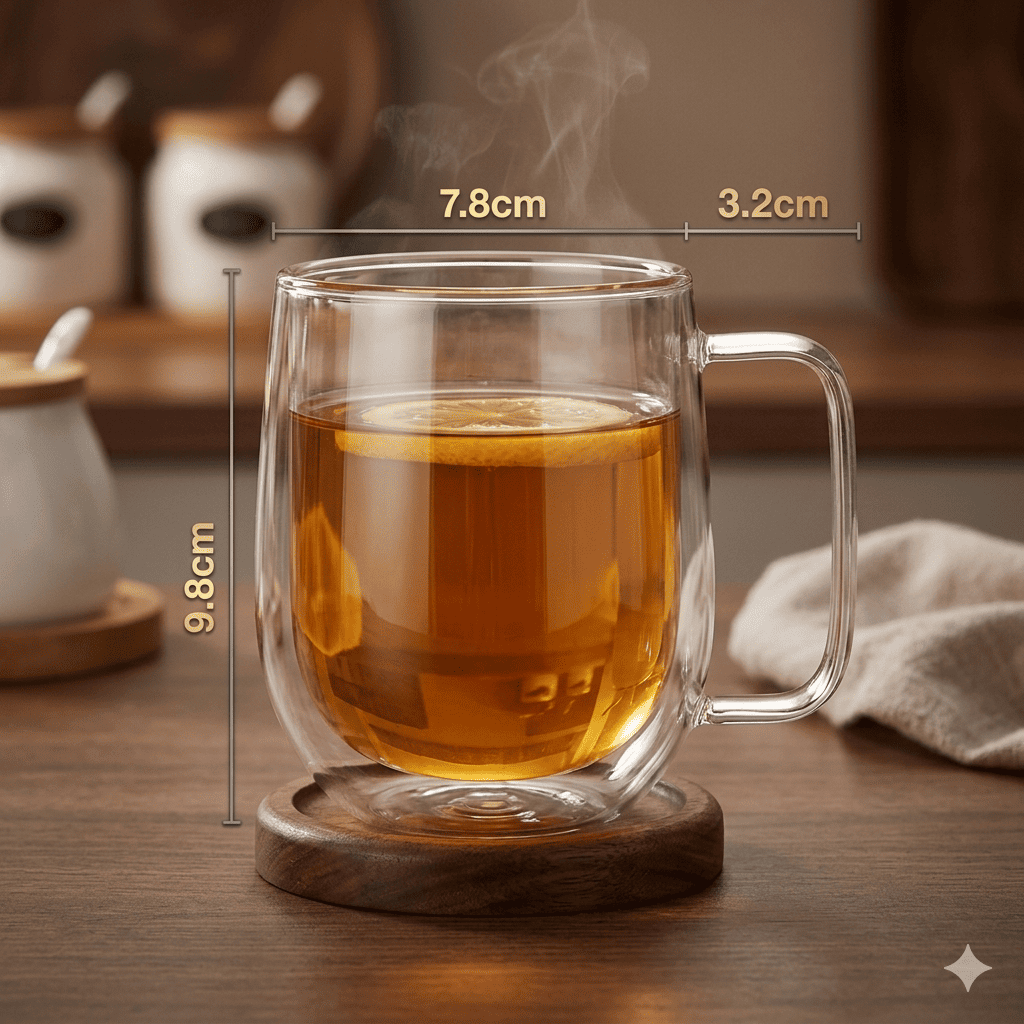 ANNIE – Mug en verre borosilicaté à double paroi résistant à la chaleur (150 ml / 250 ml)