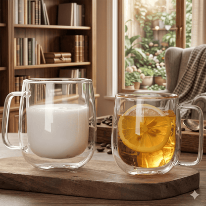 ANNIE – Mug en verre borosilicaté à double paroi résistant à la chaleur (150 ml / 250 ml)