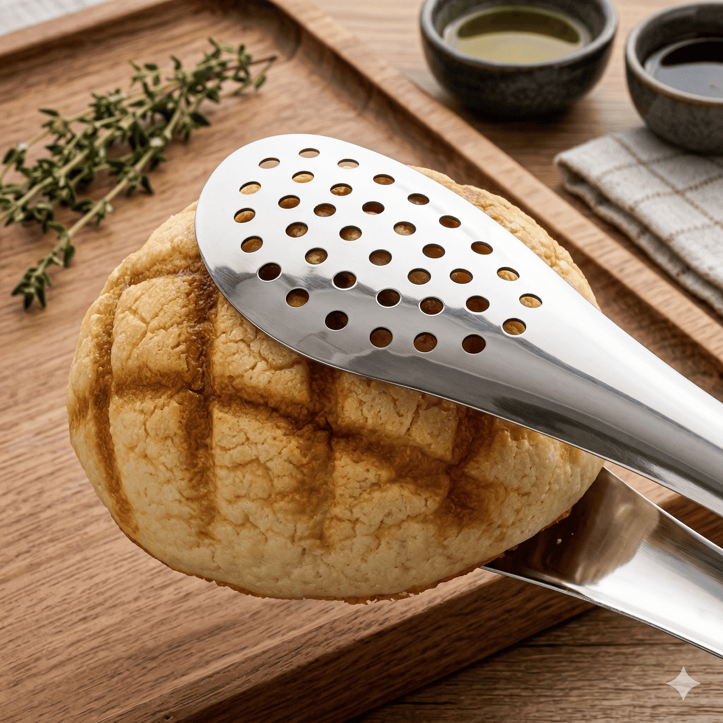 ANYA - Pinces à aliments compactes en acier inoxydable, paquet de 3, pour salades, grillades et desserts, avec design à trous et prise en main ergonomique