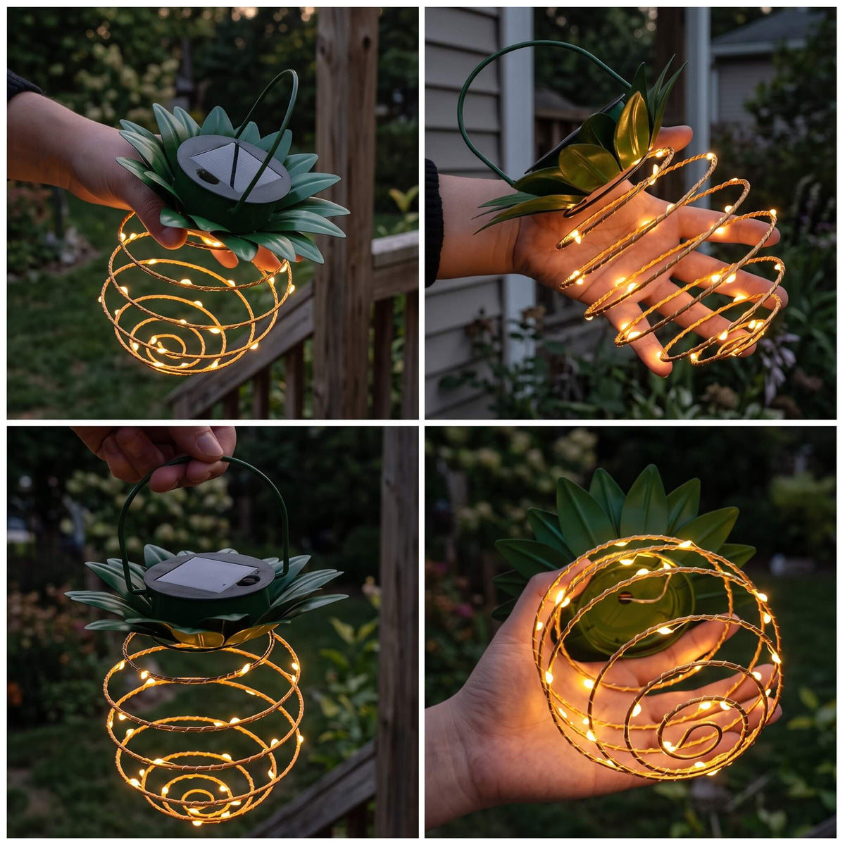 ASTRID - Pineapple-shaped Solar-powered Hanging Lamps with 600 mAh Battery for Outdoor Use
