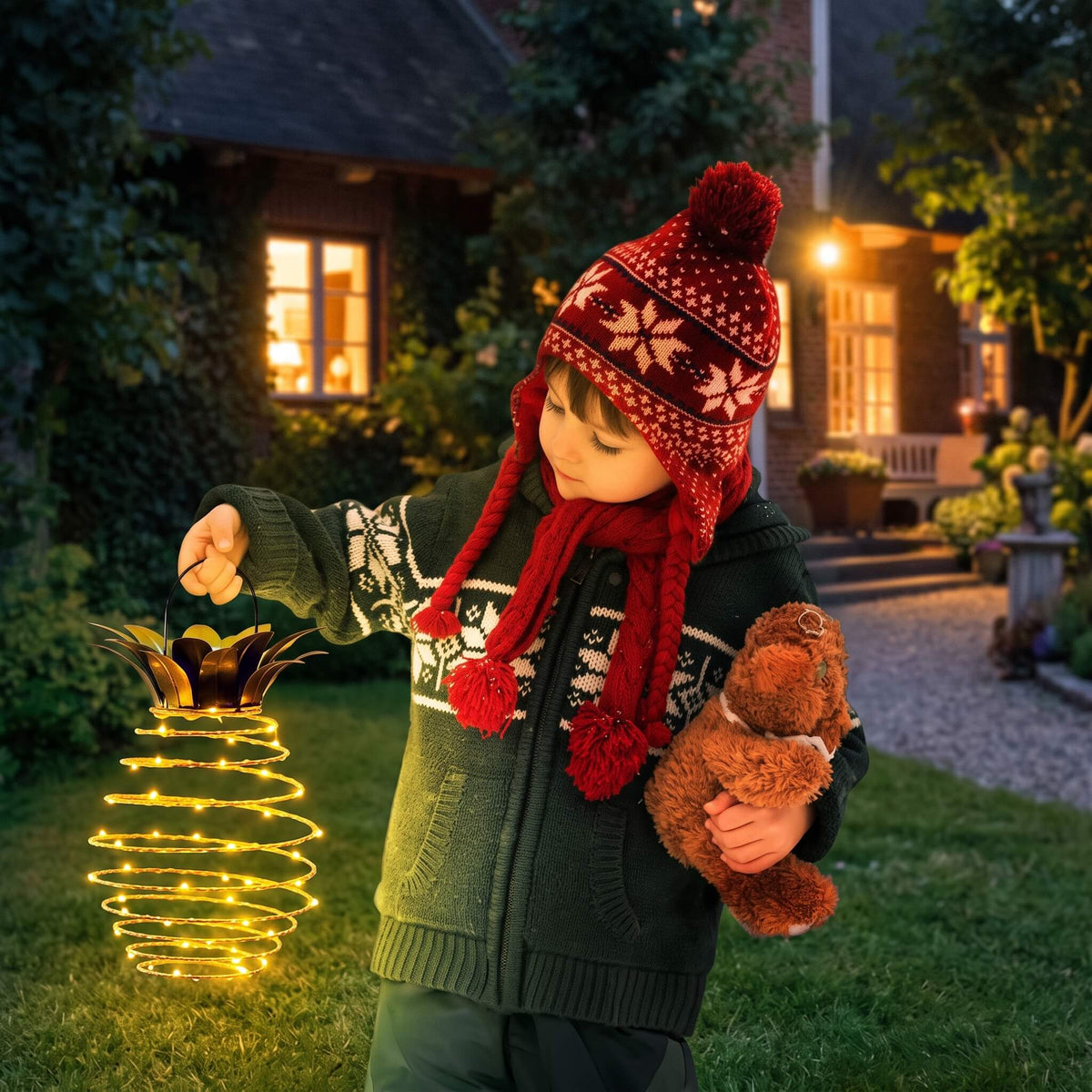 ASTRID - Pineapple-shaped Solar-powered Hanging Lamps with 600 mAh Battery for Outdoor Use