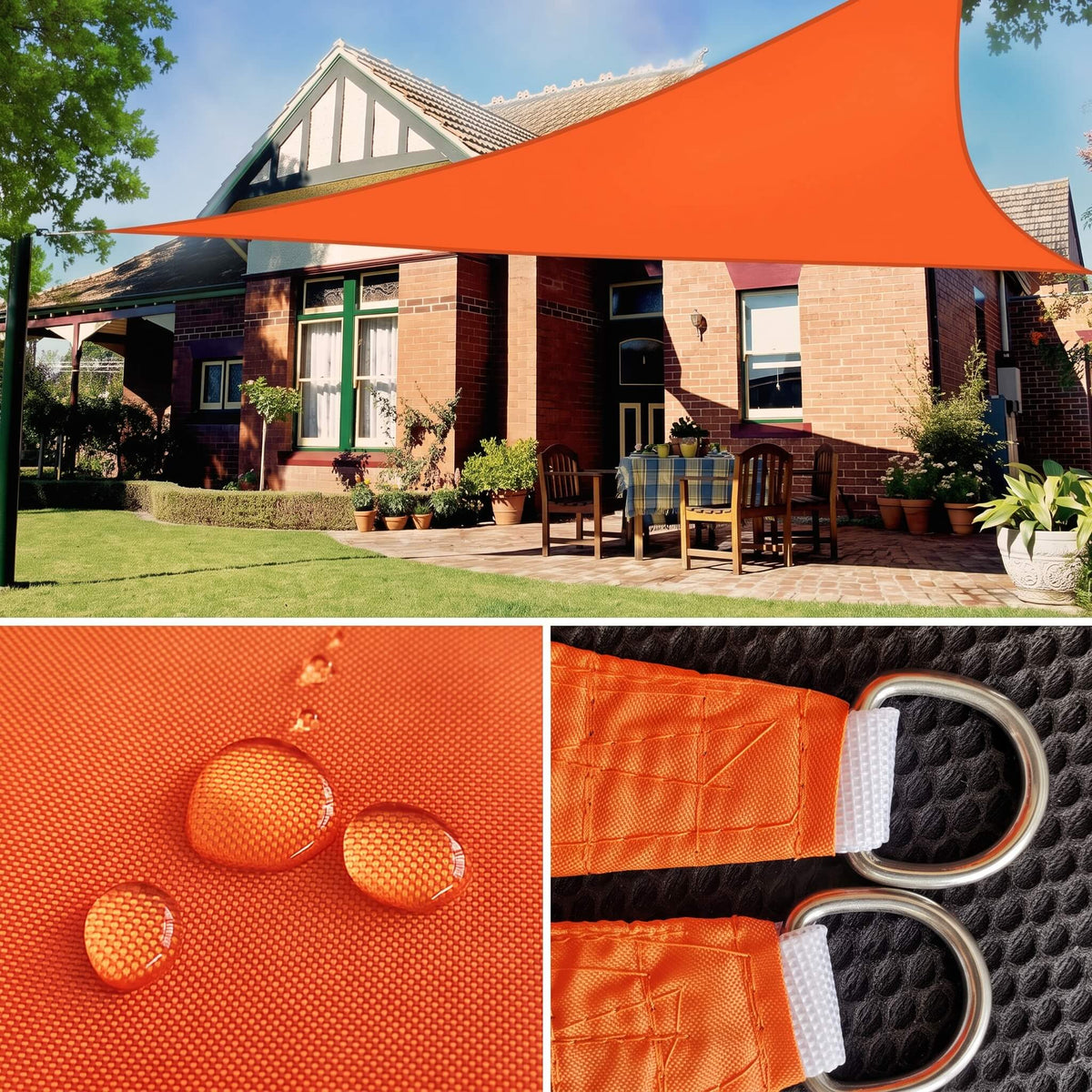 AXEL – Triangular Sun Sail with UV Protection – HDPE Shade Sail for Patio, Garden and Balcony