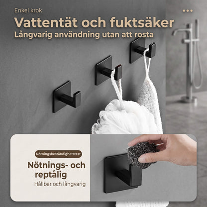 AdheLock - Selvklæbende vægophæng i aluminium med stærk 3M-klæbning til badeværelse og køkken i sort, hvid og grå