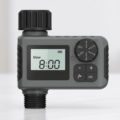 AquaSentry – Automatic Watering Timer with LCD and Smart Rain Delay | For Easier Outdoor Garden Care