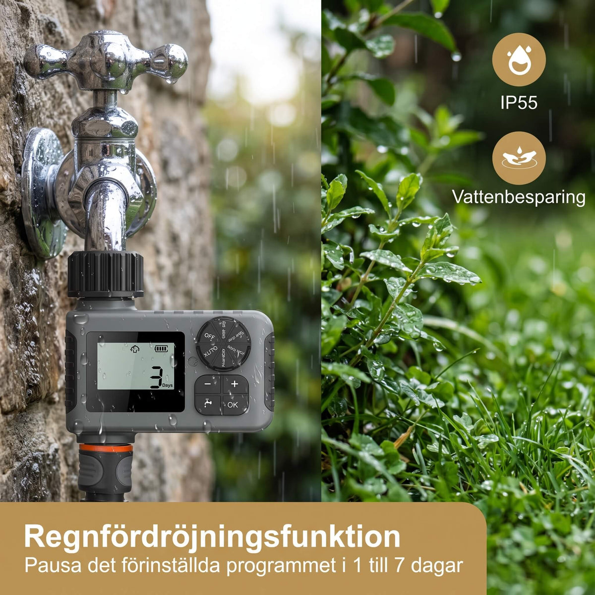 AquaSentry – Automatic Watering Timer with LCD and Smart Rain Delay | For Easier Outdoor Garden Care