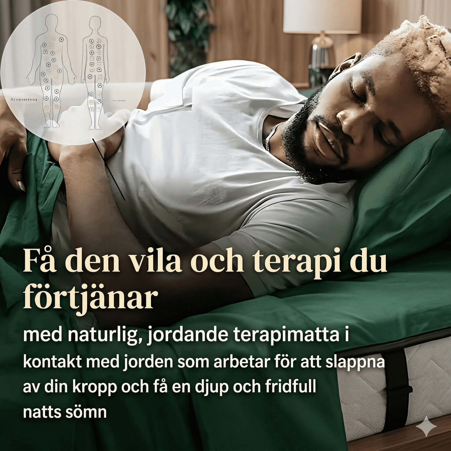 BELLE - Tapis de lit en cuir pour la mise à la terre - Cuir PU avec fibre de carbone conductrice, prise UE incluse